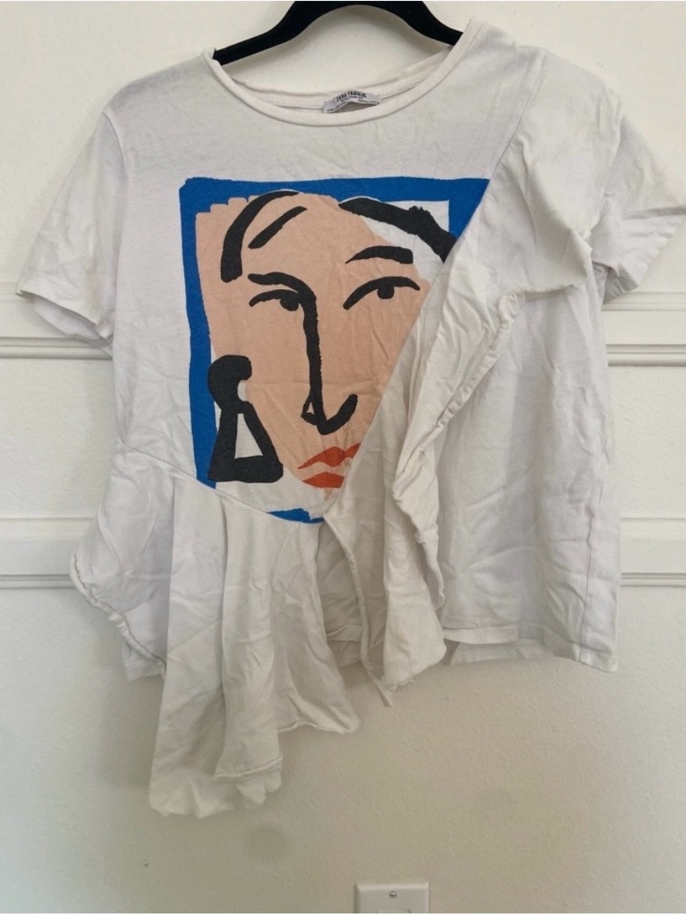Zara White Crewneck Basic Tee